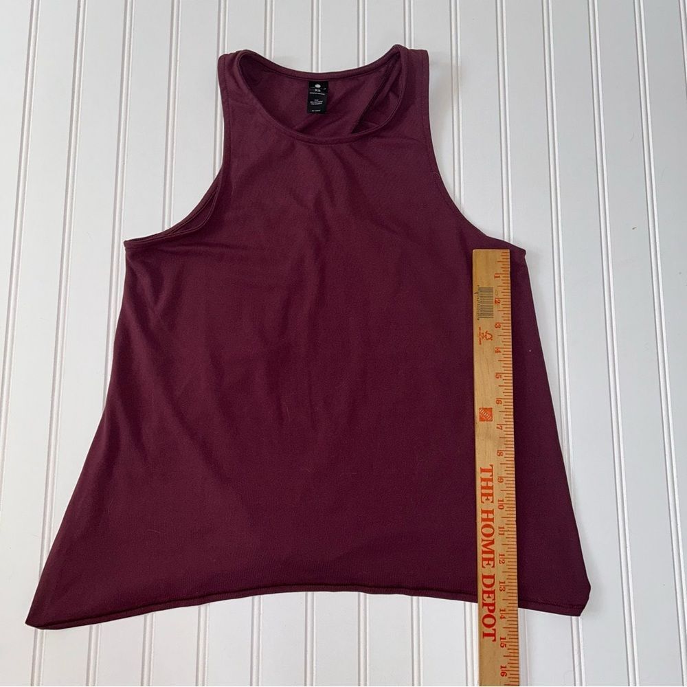 Yogalicious Split Open Back Tie Hem Tank Top Womens Burgundy Activewear Yoga XS - Picture 6 of 6
